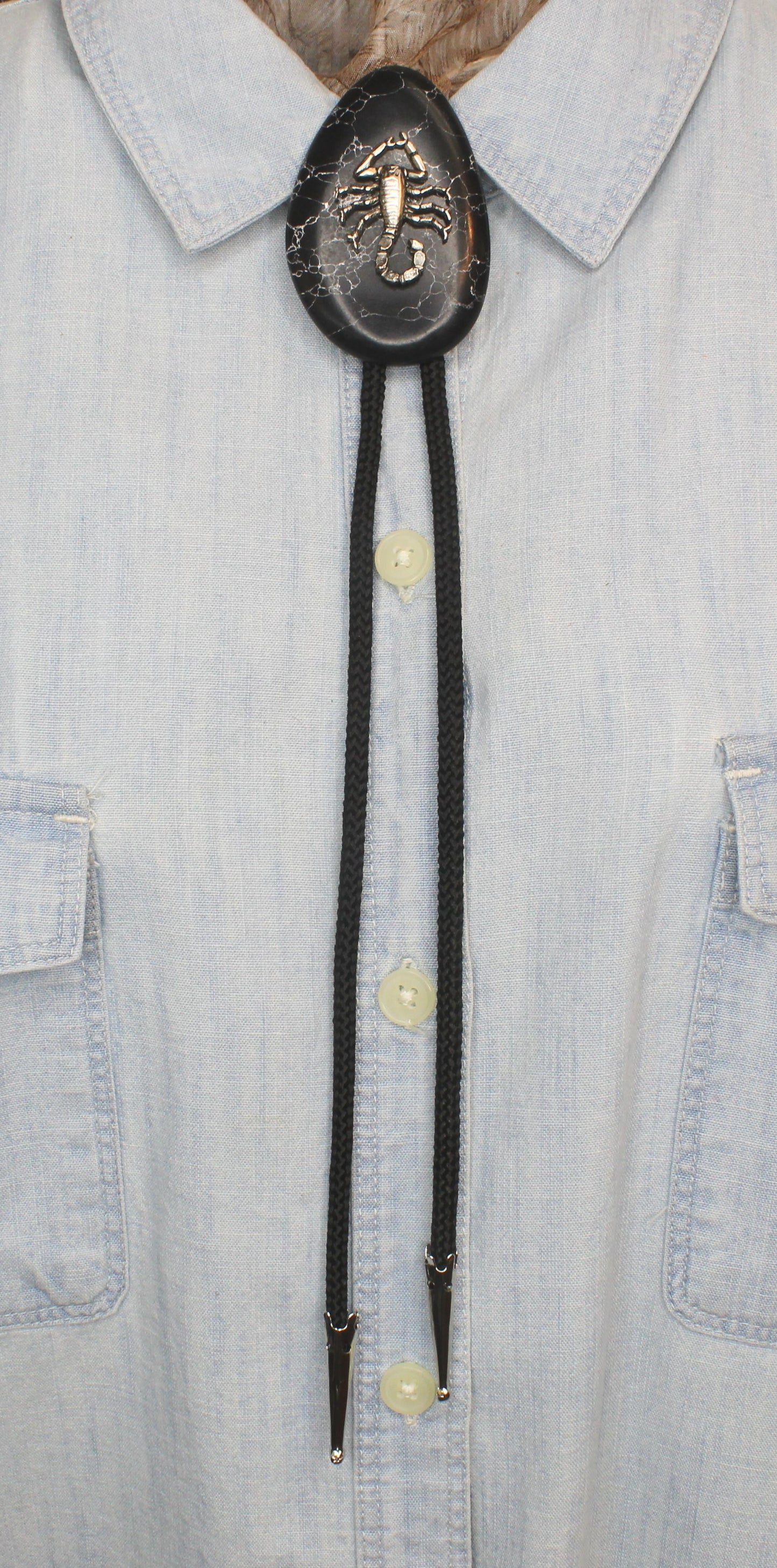 65 mm x 42mm The Stinger bolo tie, made in USA, each