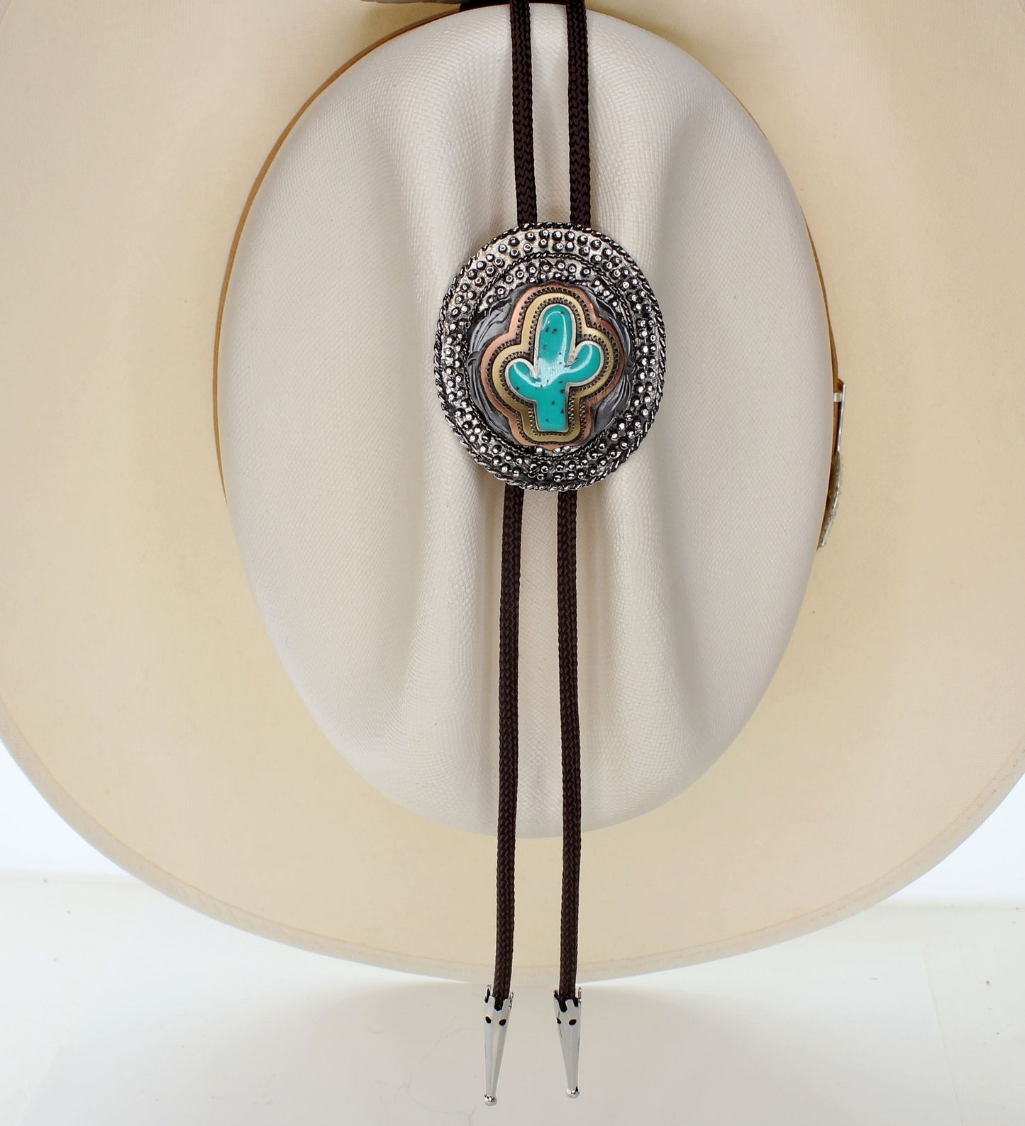 59mm x 50mm Turquoise Cactus Bolo, made in USA, each