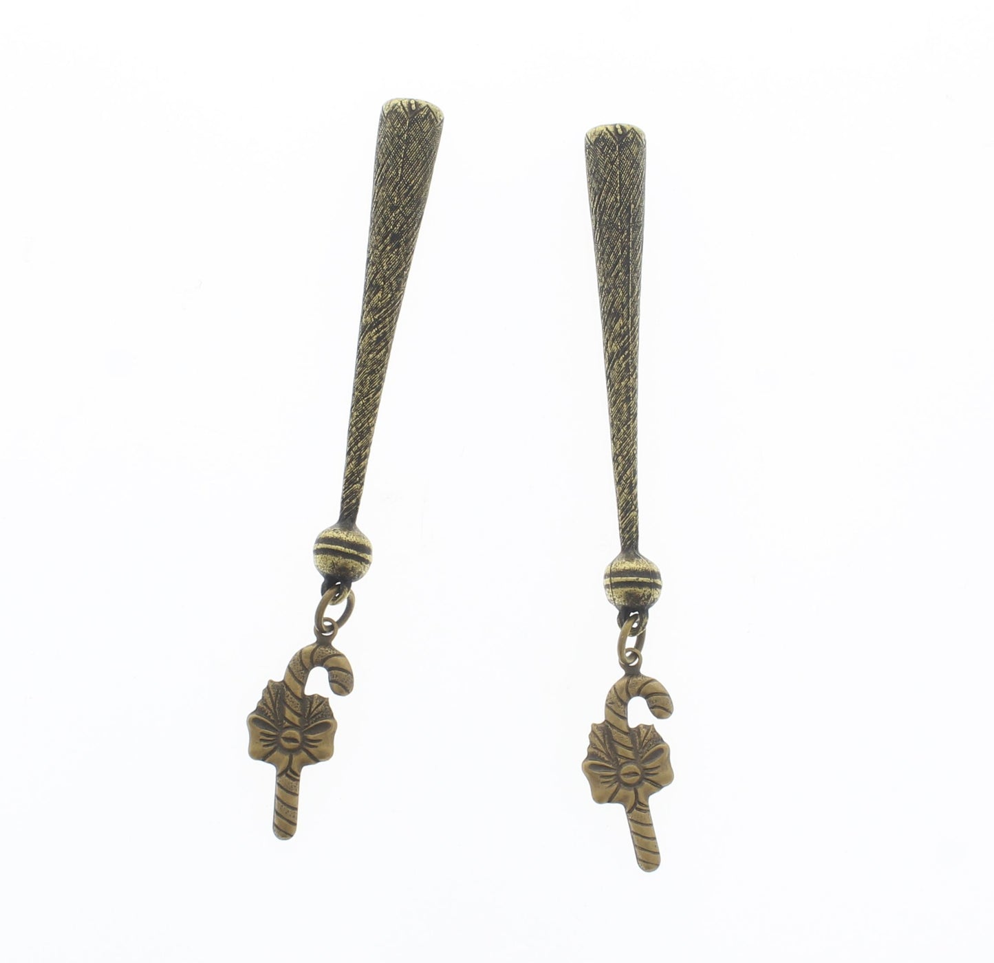 87mm Candy Cane Bolo Tie Tips, Antique Gold, made in USA, 1 pair