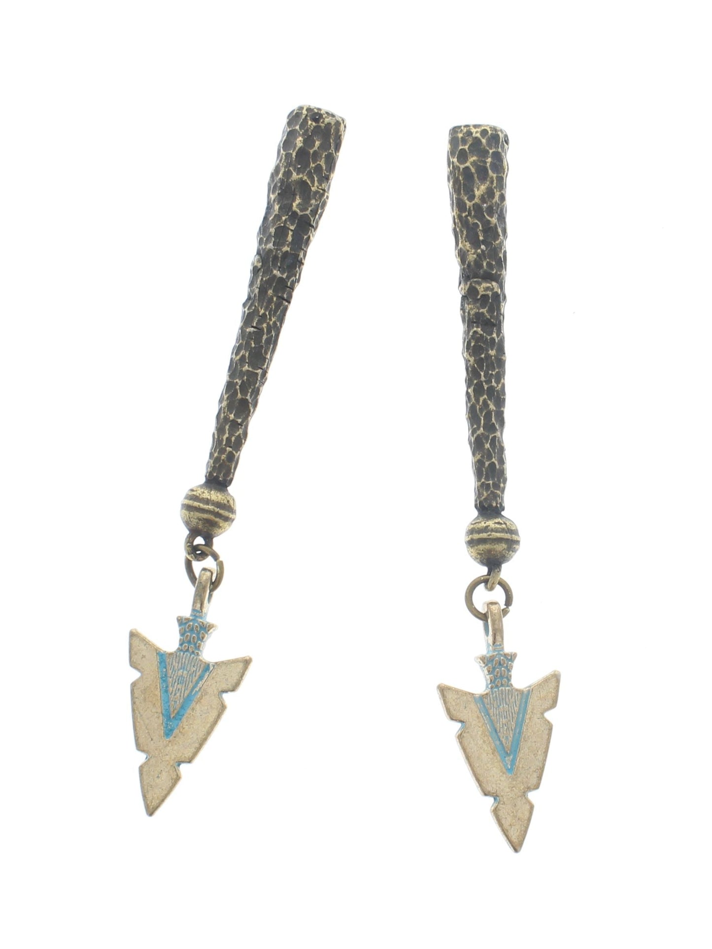 Verdigris Trail – Gold Arrowhead Bolo Tips with Turquoise V Accents, Made in USA, 91.4mm, pair