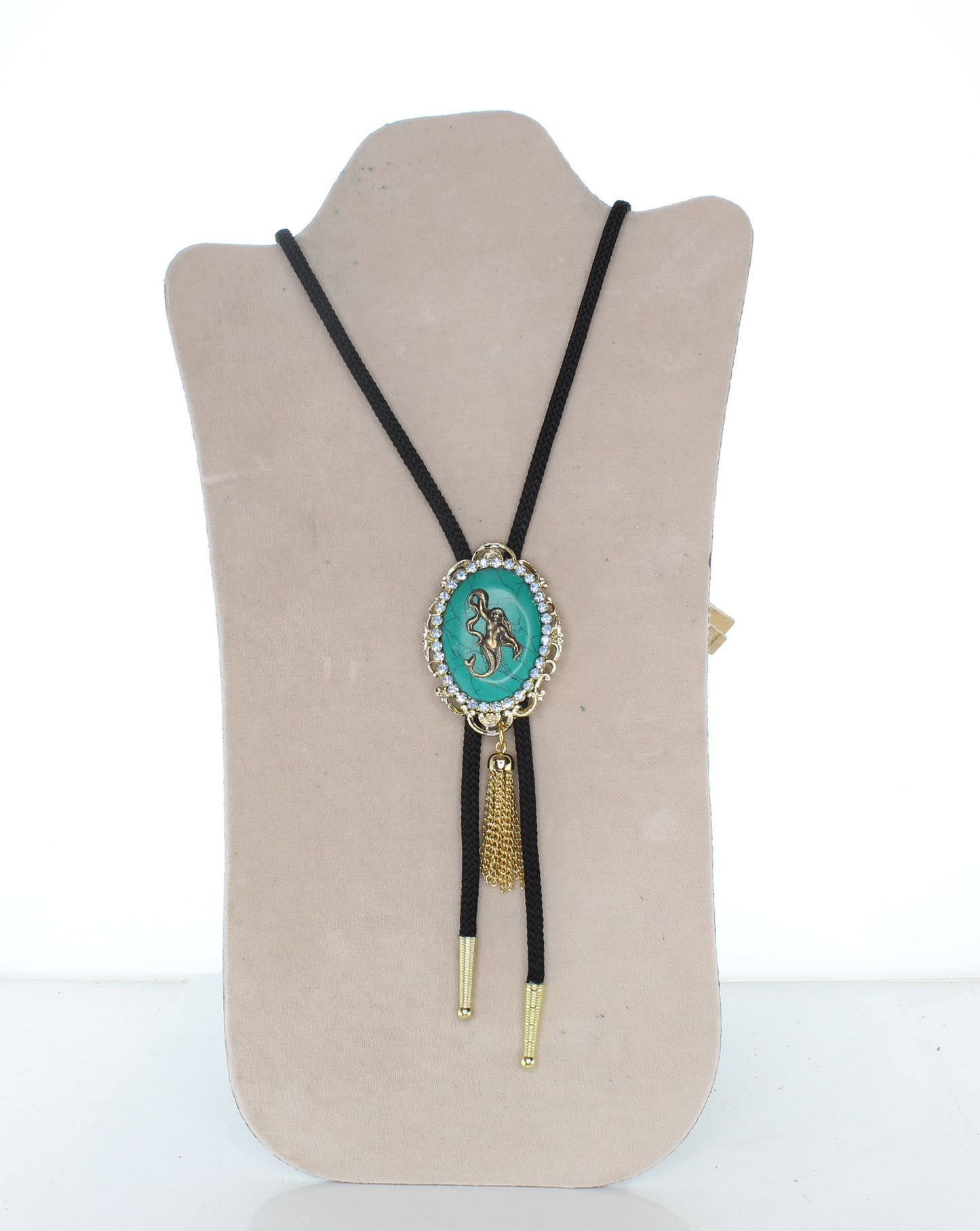 Antique Gold Mermaid Turquoise Stone Bolo Tie, each