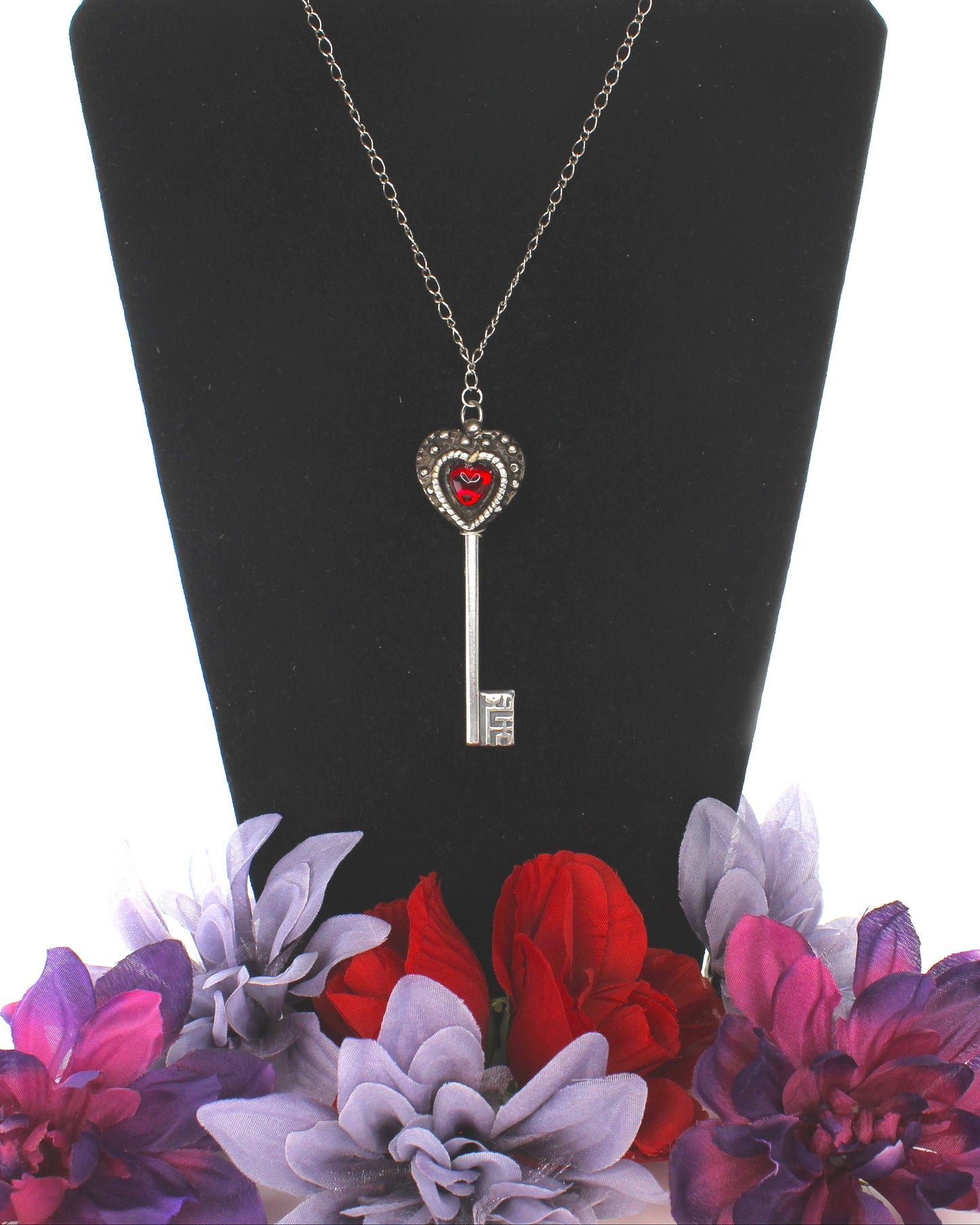 85mm x 27mm Scarlet Key of Affection Necklace, made in USA, each