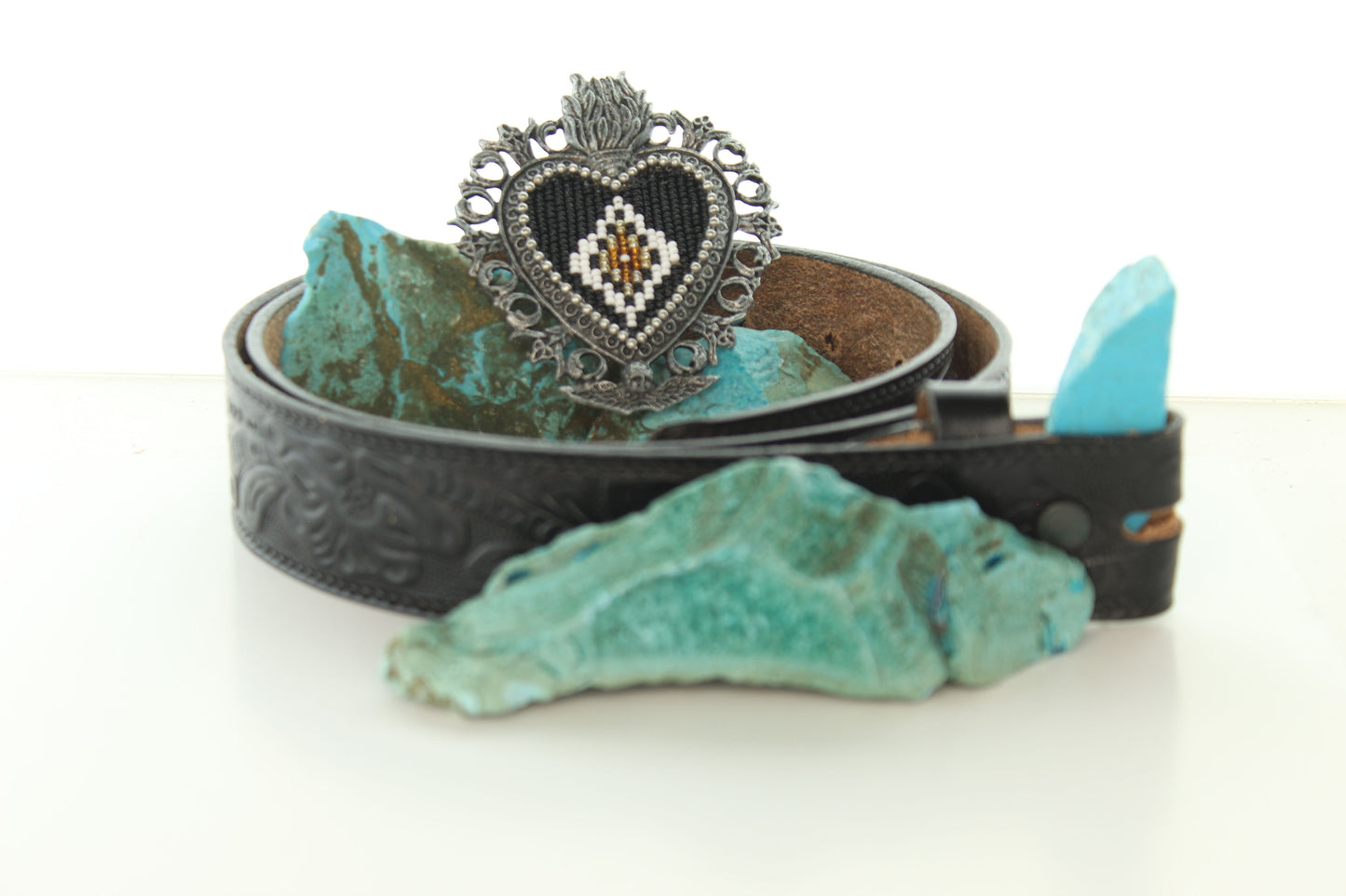 Midnight Devotion, silver buckle, Made in USA, 84.6mm x 72.1mm