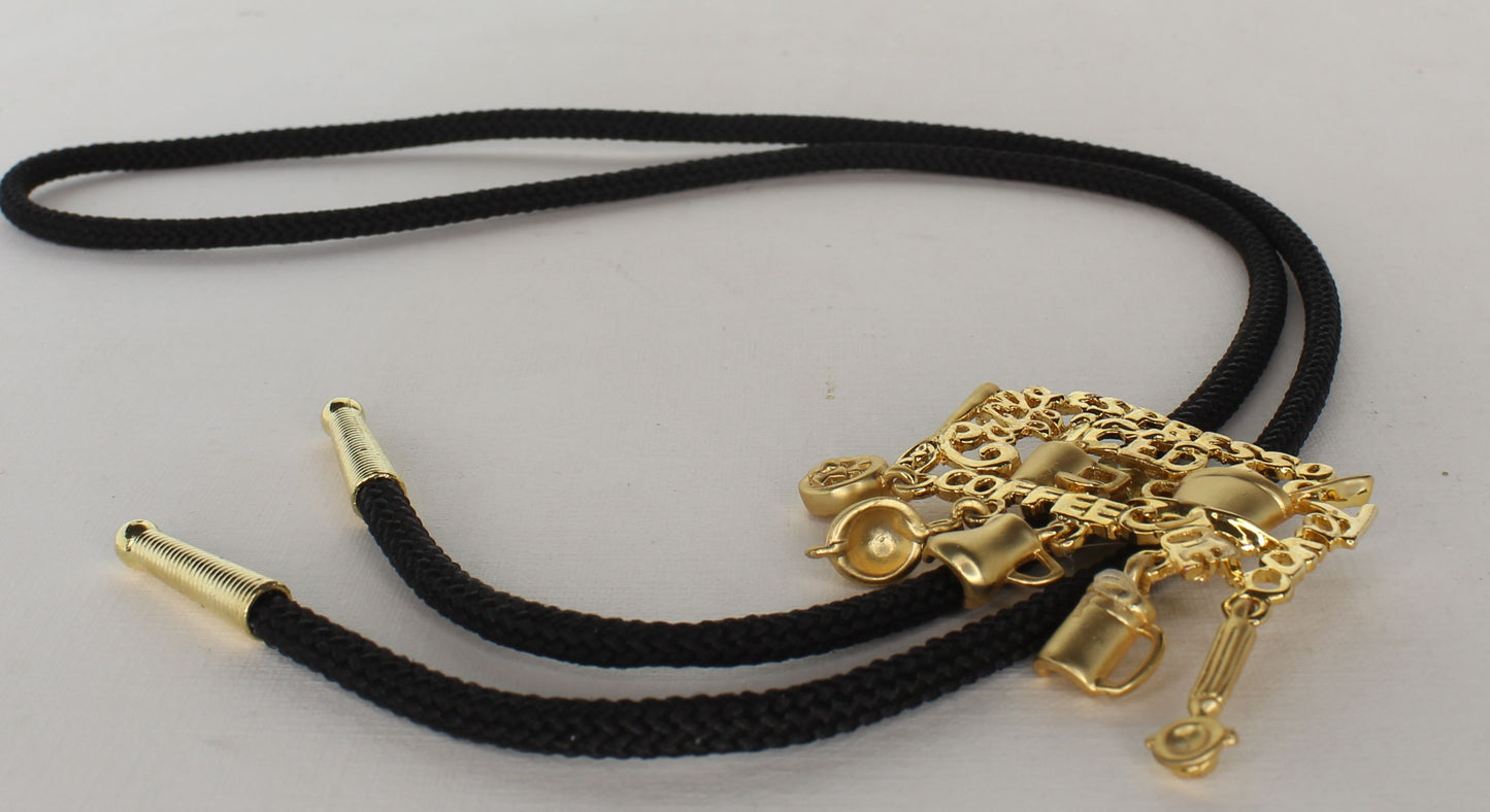 53mm x 52mm Love of Coffee Bolo Tie, 36" black cord, made in USA, each