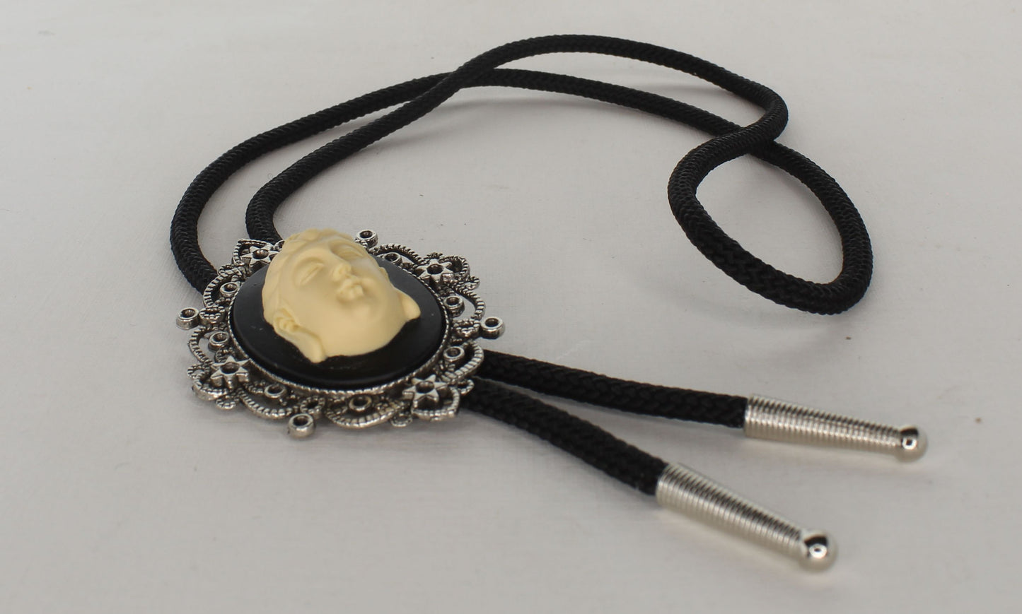 65mm x 51mm Budda Cameo Bolo Tie, 36" cord, made in USA, each