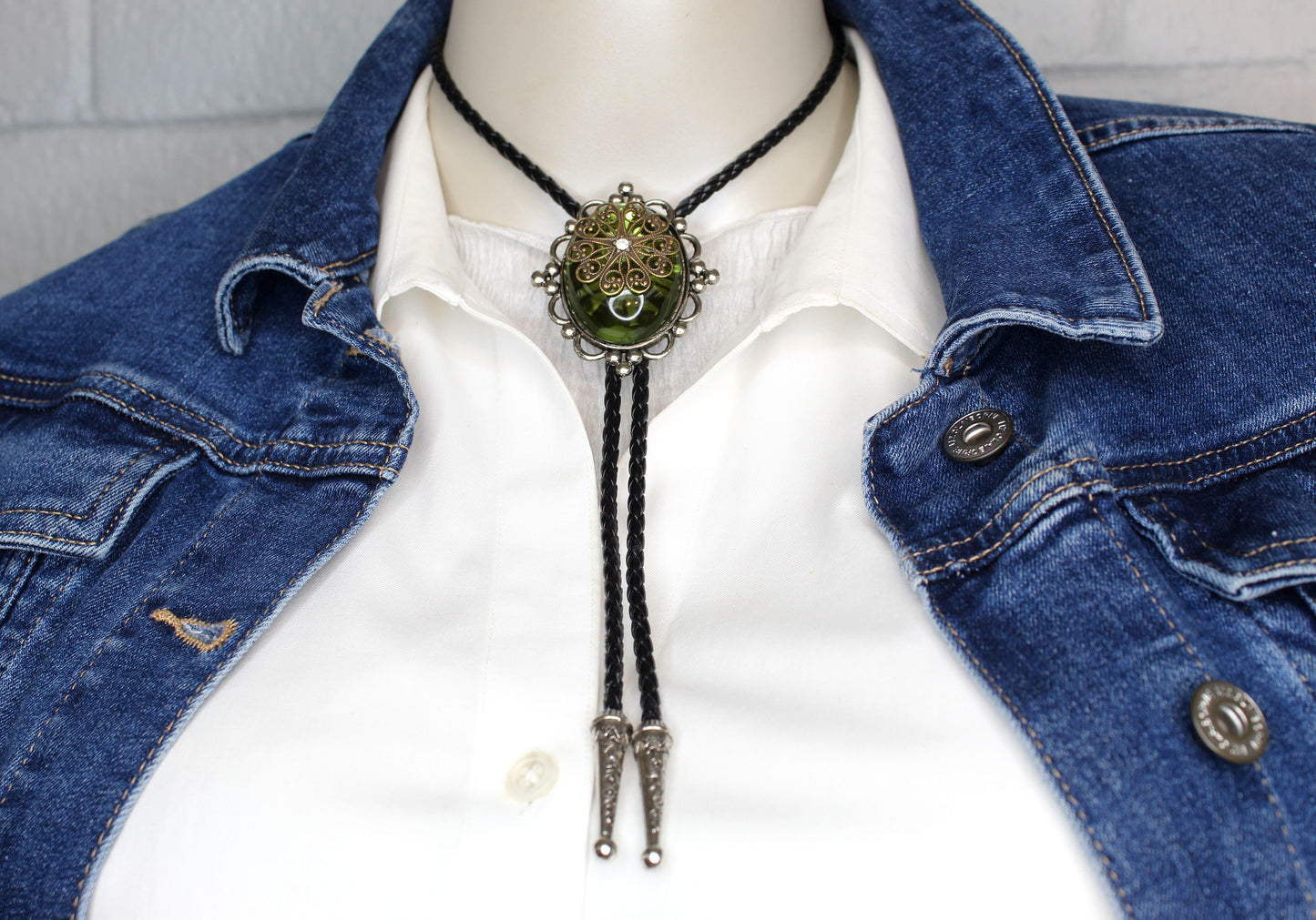 Verdant Relic Bolo Tie, made in USA, each 47.7mm x 56.4mm