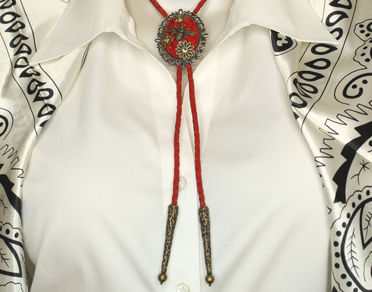 Crimson Hive Bolo Tie, Made in USA, 46.8mm x 55.3mm,
