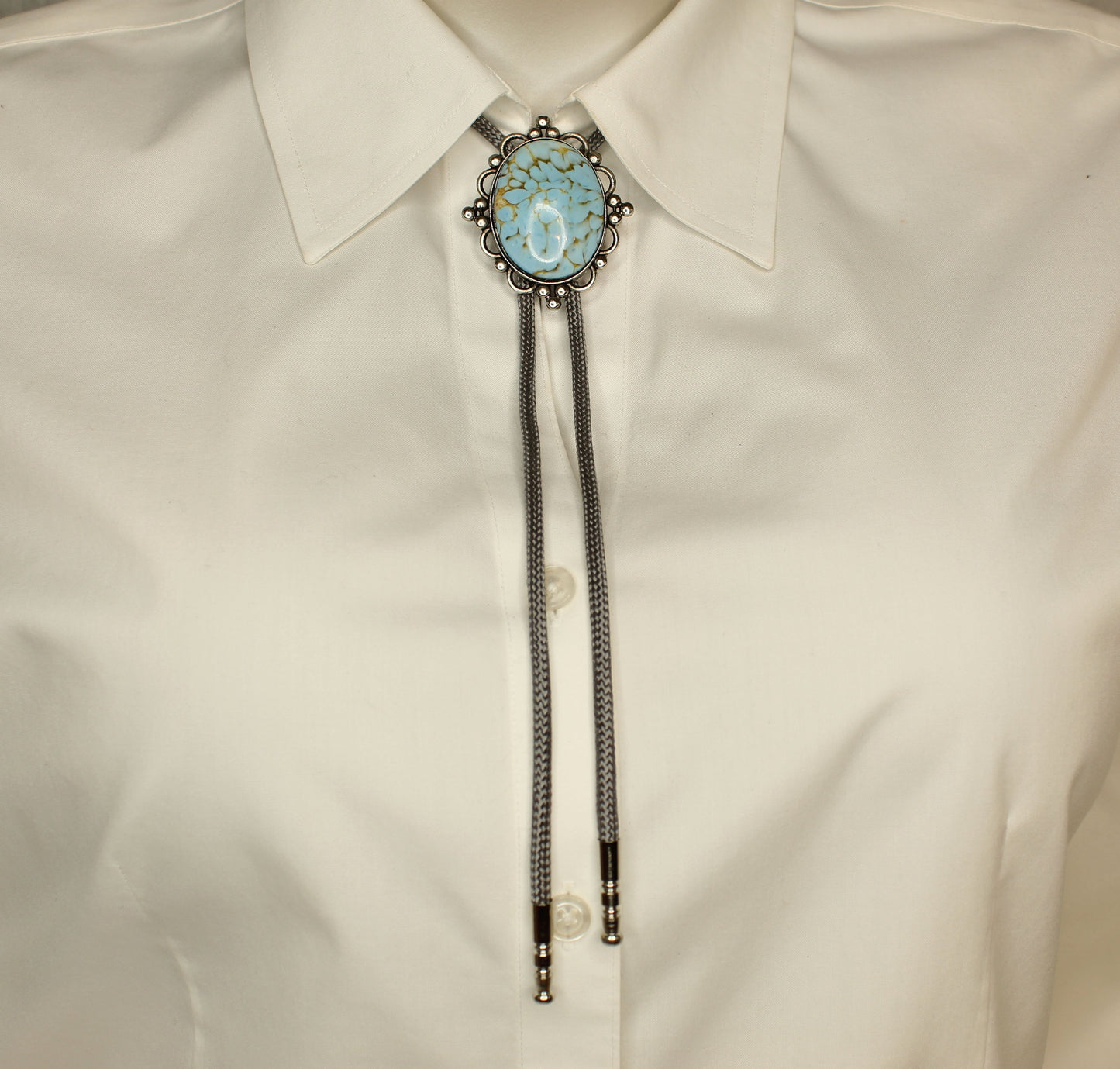 Stone Whisper Bolo Tie, Made in USA, 47.8mm x 56.2mm
