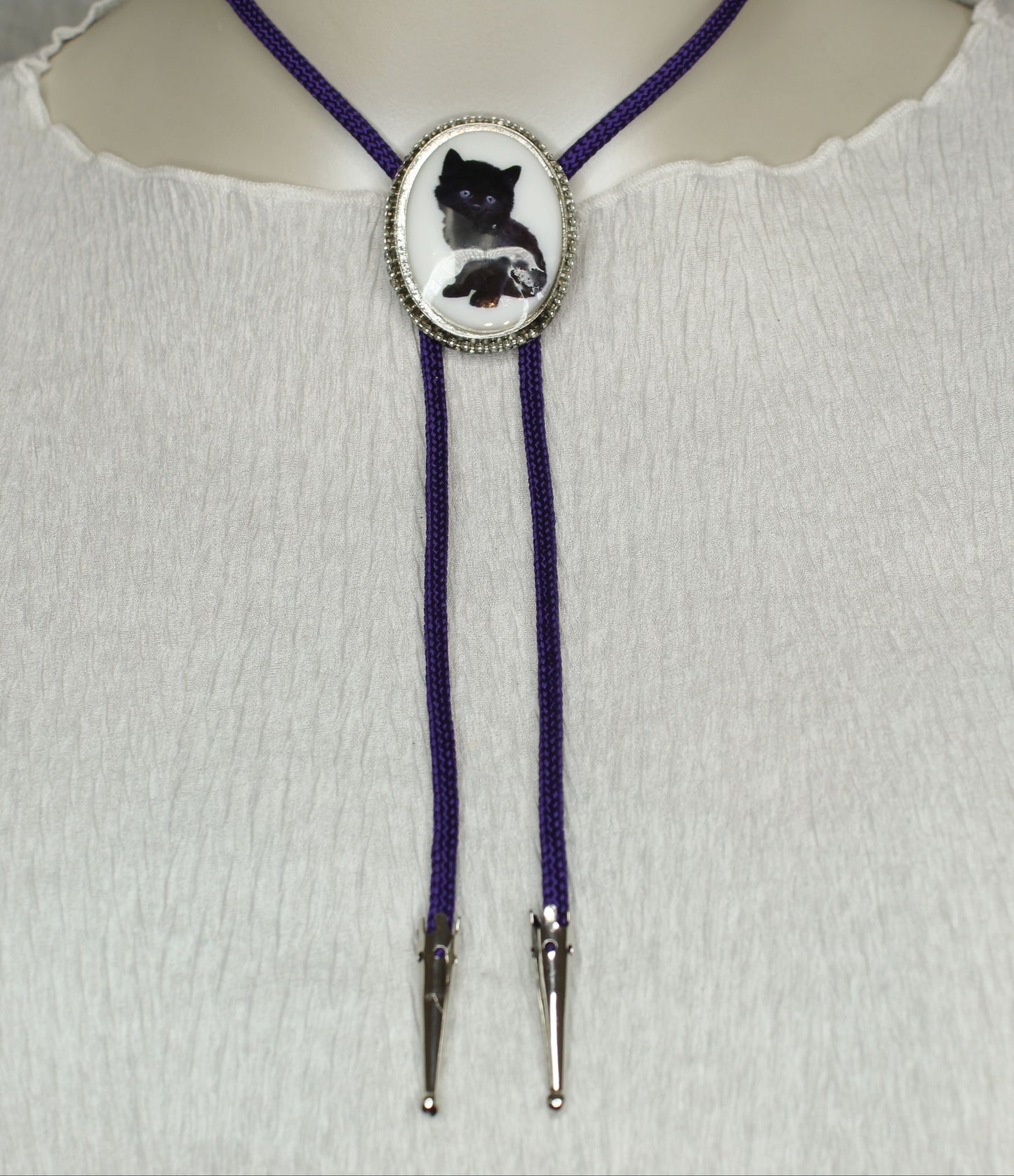 48mm x 36mm Black Cat Bolo Tie, made in USA, each
