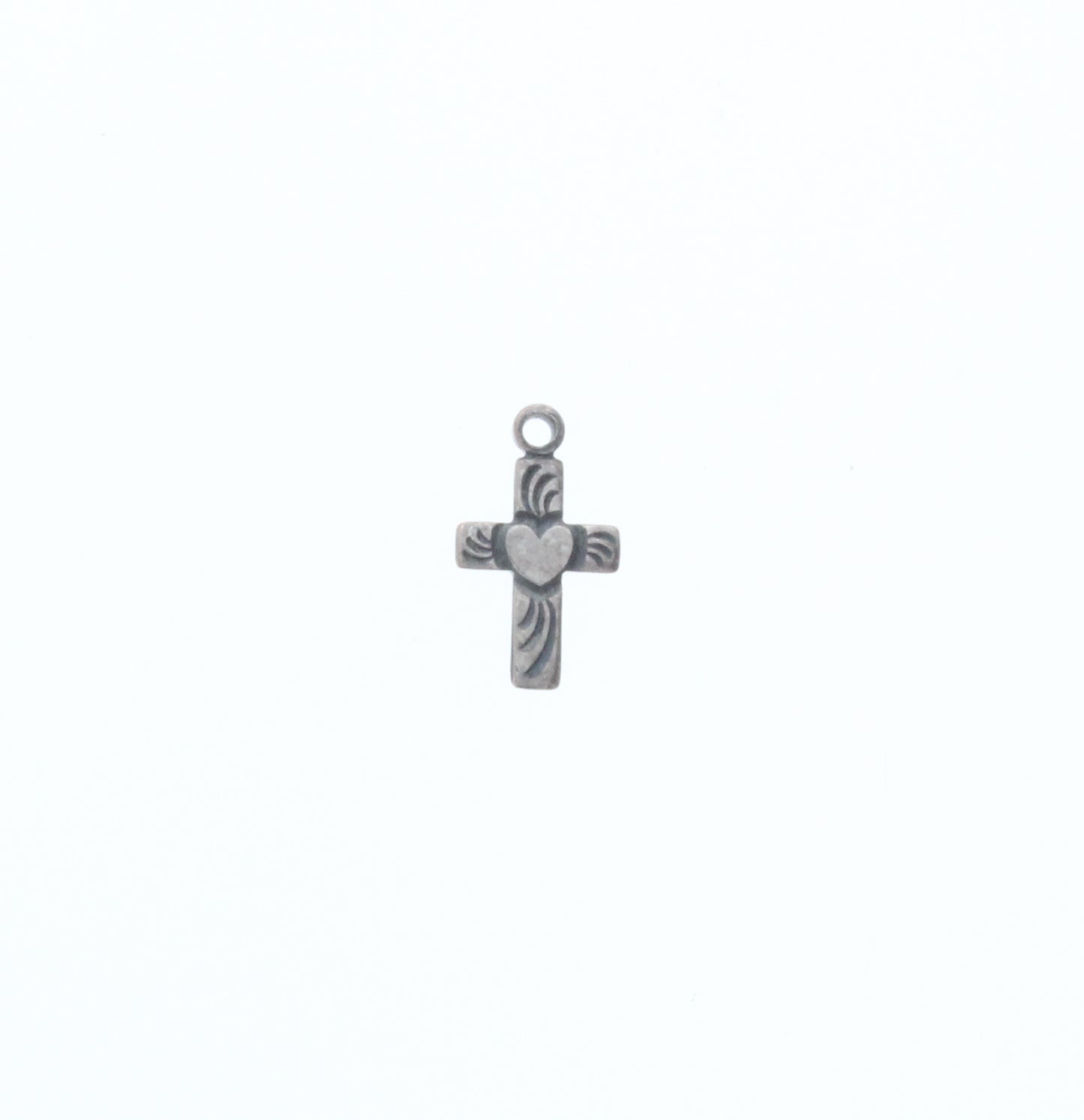 Classic Silver Small Heart Cross Charm, pk/6