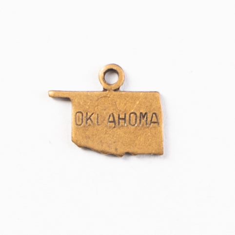 9mm x 10mm Oklahoma Charm, Antique Gold, Made in USA, pack of 6