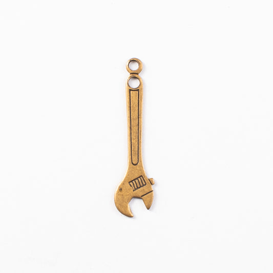 32mm Wrench Charm, Antique Gold, Classic Silver, pk/6