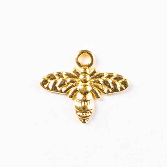 14mm Honey or Mason Bee Charms, Gold finish, pack of 12