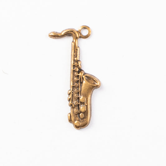 20mm Saxophone Charm, Antique Gold, pk/6