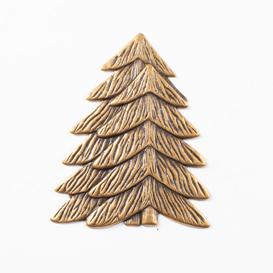 Pine Tree/Christmas Tree, Antique Gold Metal Stamping, pack of 6
