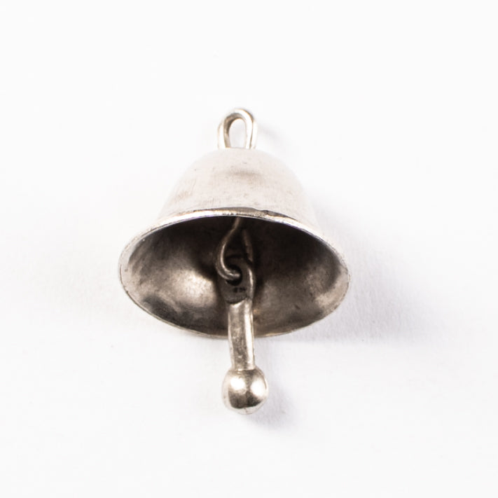 15mm Brass, Antique Silver Round Christmas Bell Charm, sold by 6 each
