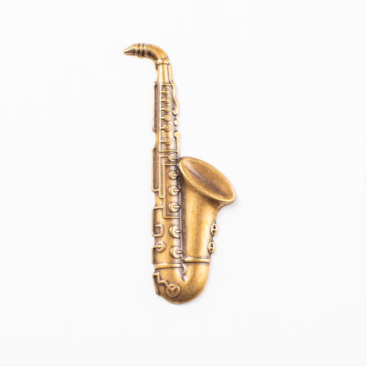 59x18mm Saxophone Charm, Antique Gold, Antique Silver, pk/6