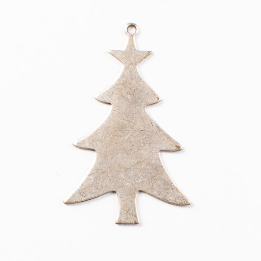 45mm CHRISTMAS TREE Silhouette Charm, Antique Silver, 6 pack