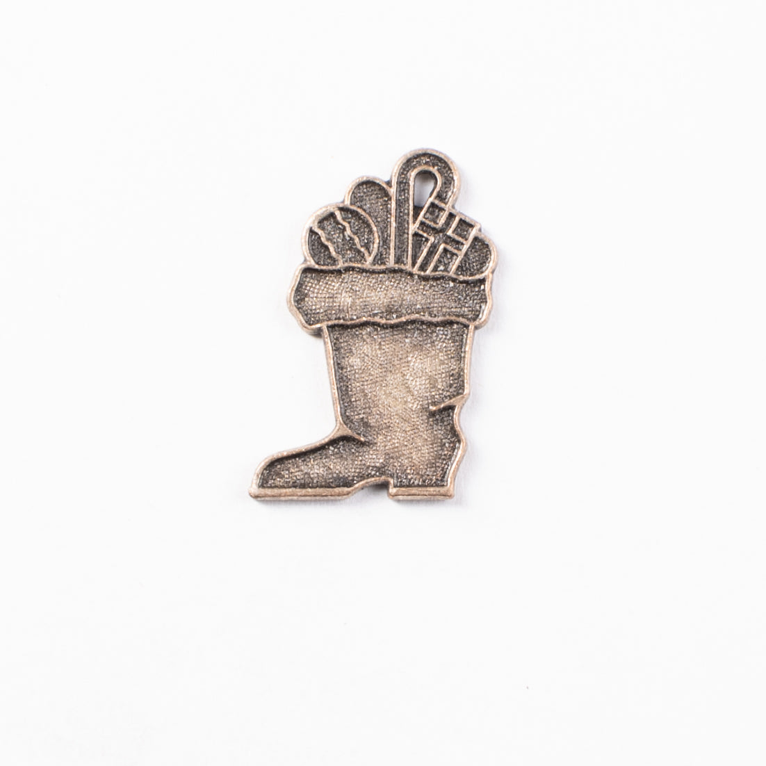 23mm Santa Boot Charm w/Christmas Toys, Antique Gold, Antique Silver, 6 pack