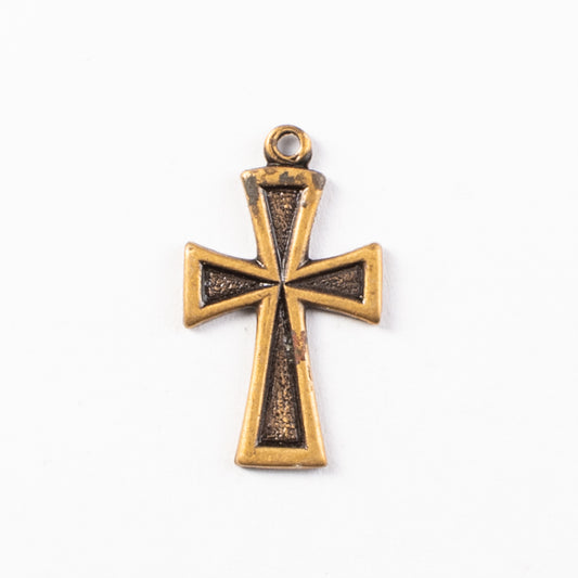 20mm Gothic Cross w/ring, Antique Gold, Classic Silver pk/6