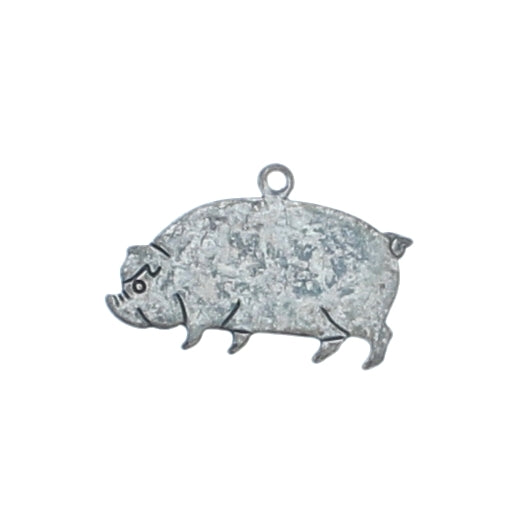 21mm Antique Gold, Classic Silver, Pig Charm, pack of 6