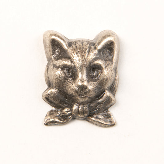 23x17mm Cat Face metal stamping, Antique Silver, Antique Gold, Classic Silver, pk/6