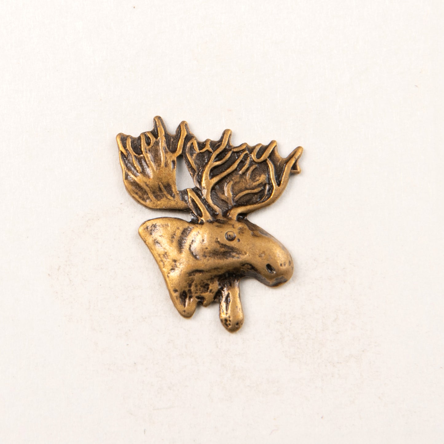 17x18mm Moose Head Stamping, Antique Gold, pk/6