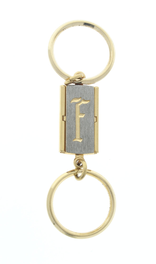 28mm x 15mm Initial Keychain, Monogram, Gold plated, Each