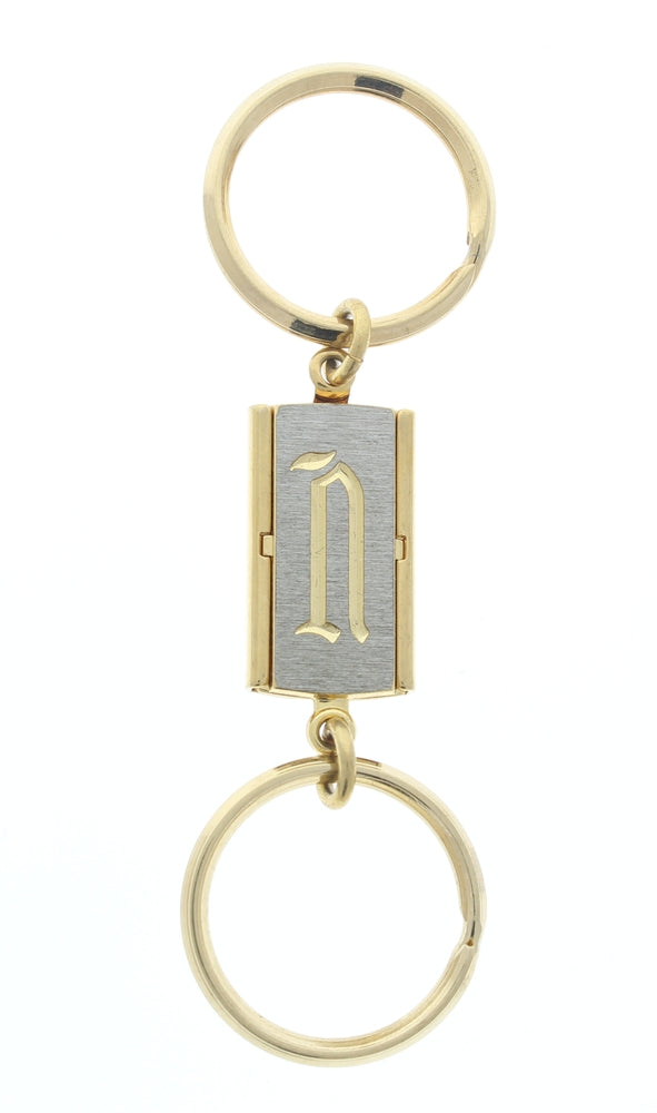 28mm x 15mm Initial Keychain, Monogram, Gold plated, Each