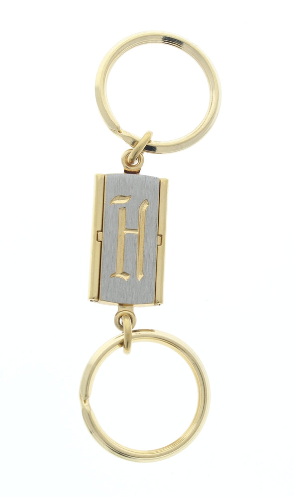 28mm x 15mm Initial Keychain, Monogram, Gold plated, Each