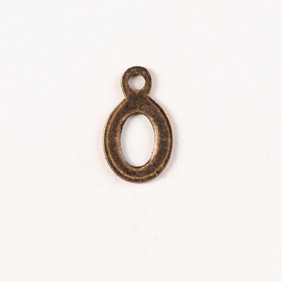 9mm #0 CHARM, Antique Gold Metal Stamping, pk/6