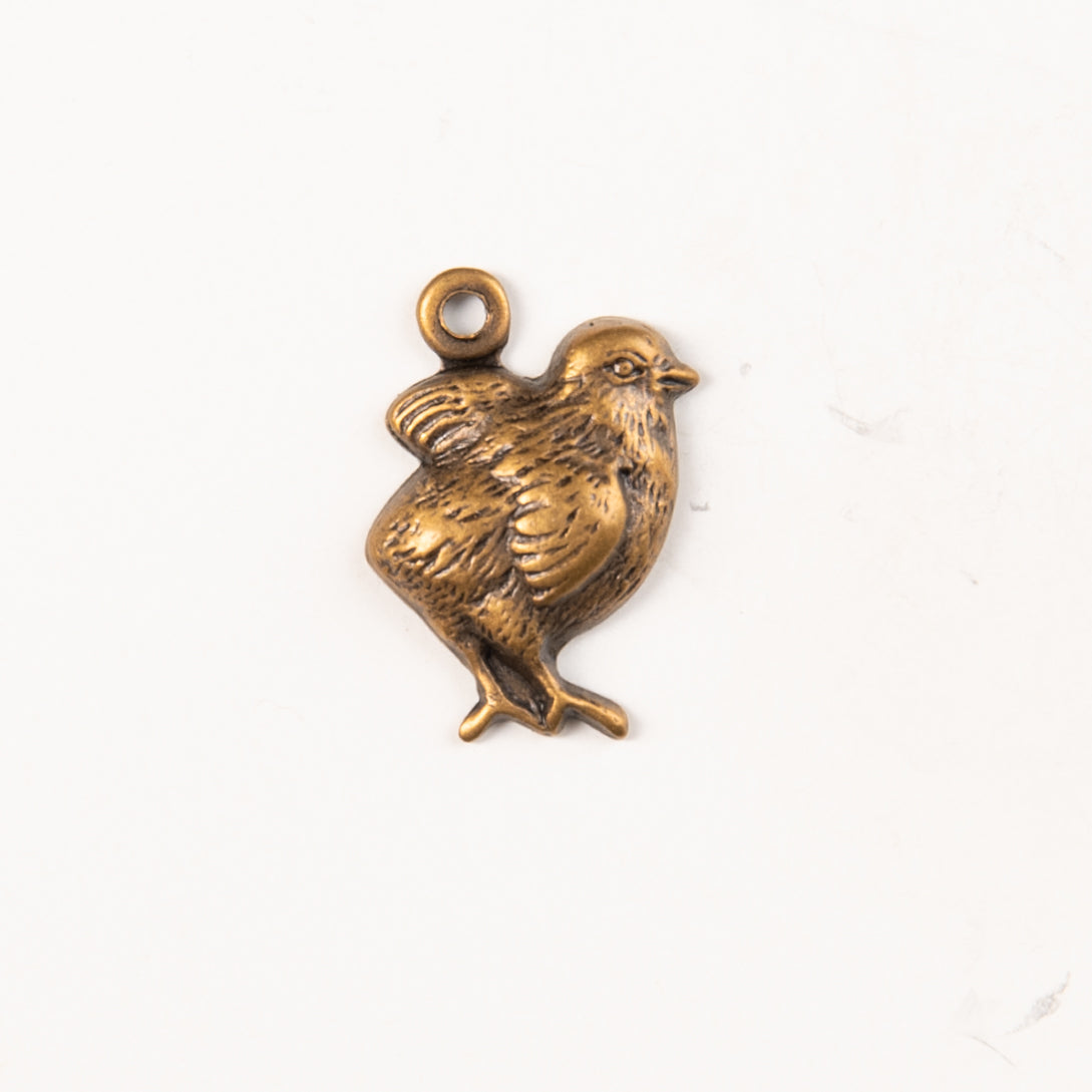 14x11mm Baby Chick Easter Charm, Antique Gold, pack of 6