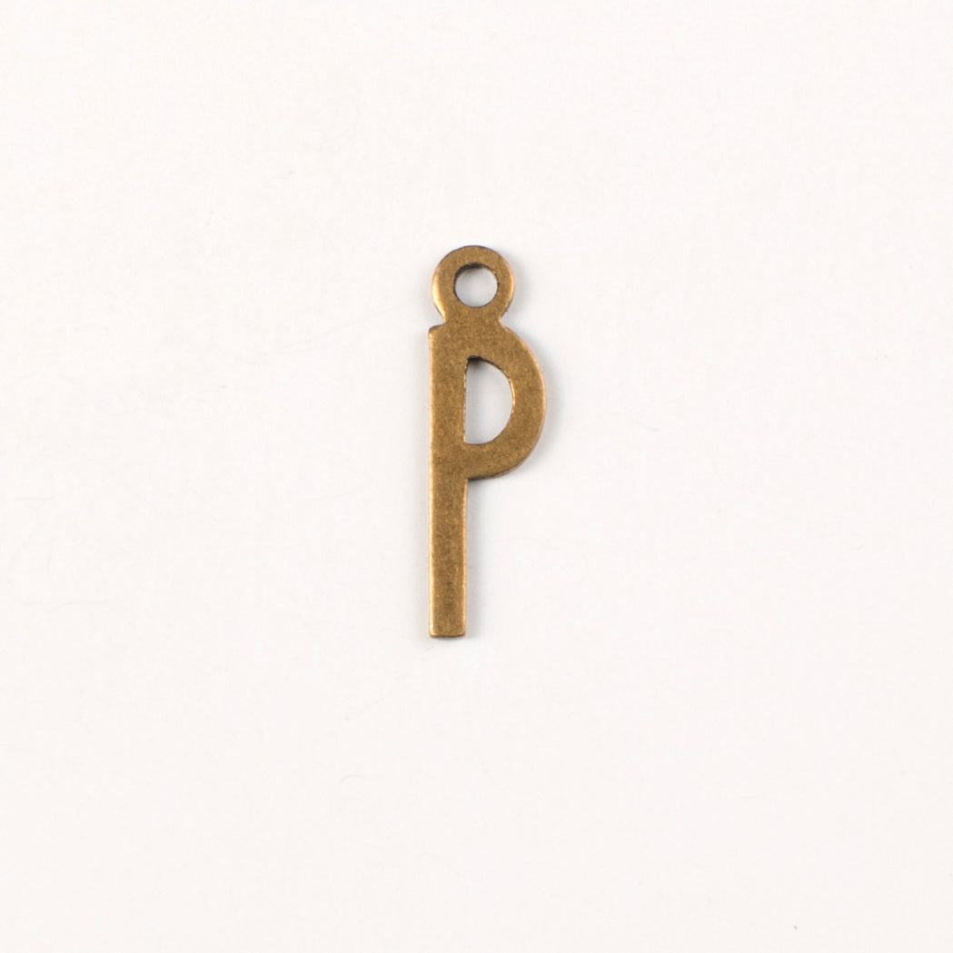 P Letter Charm, Classic Silver, Antique Gold, Antique Silver Metal Stamping, pk/6