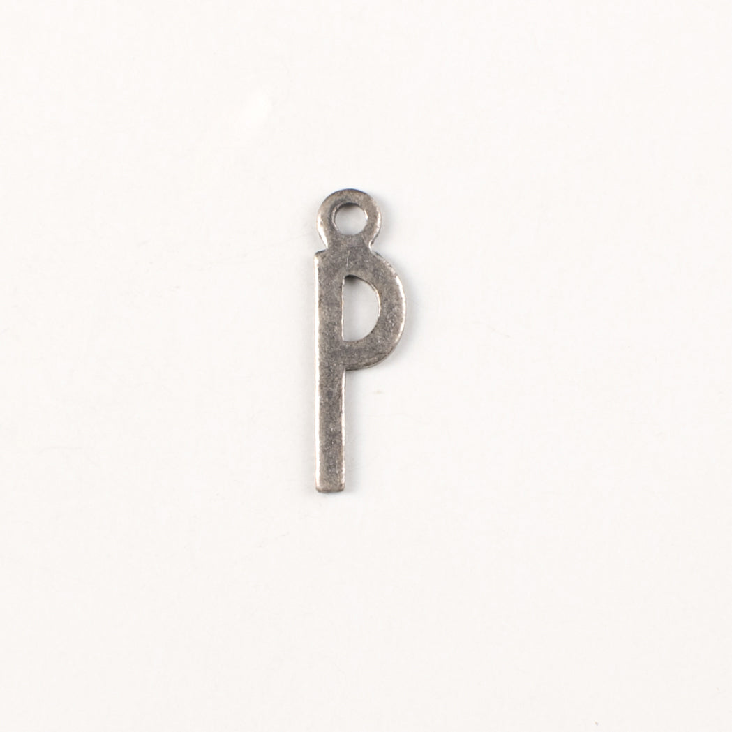 P Letter Charm, Classic Silver, Antique Gold, Antique Silver Metal Stamping, pk/6