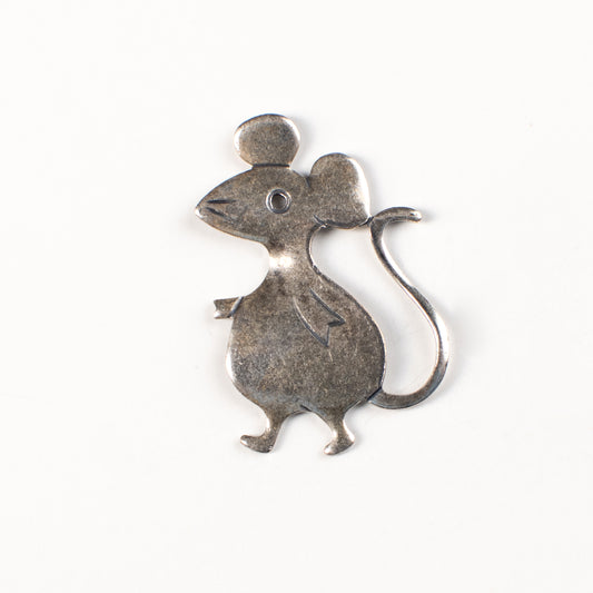 22x33mm Classic Silver Finish Walking Mouse Charm, EA