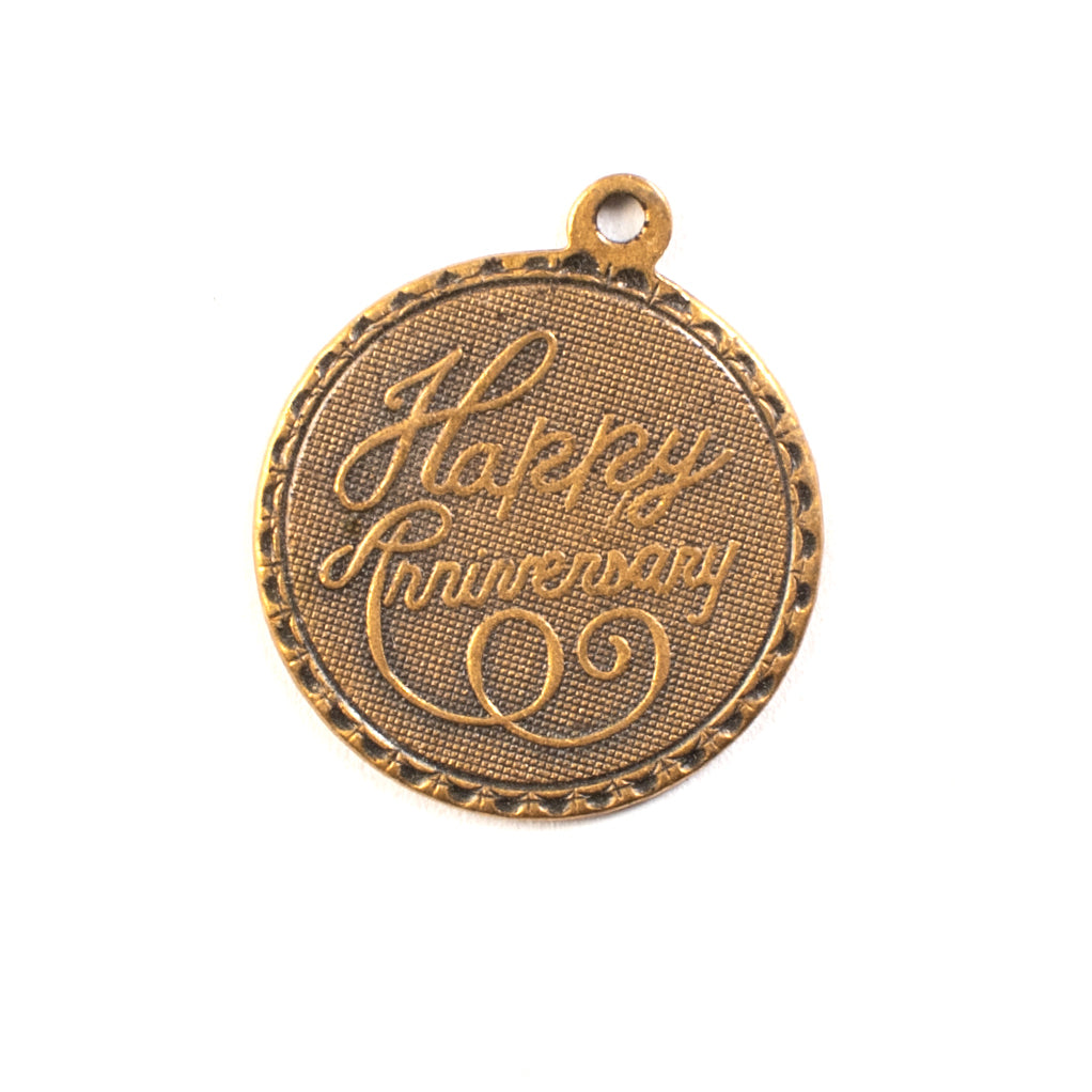 19mm Antique Gold, Classic Silver Finish ANNIVERSARY MEDAL, each