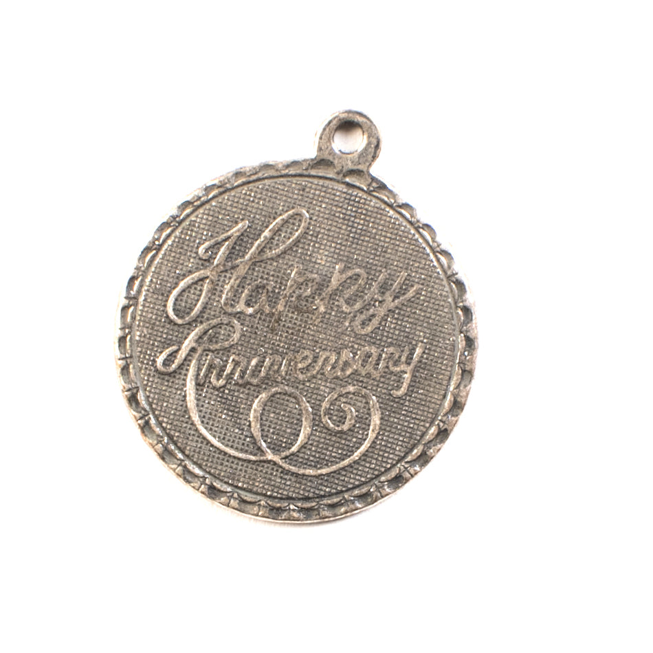 19mm Antique Gold, Classic Silver Finish ANNIVERSARY MEDAL, each