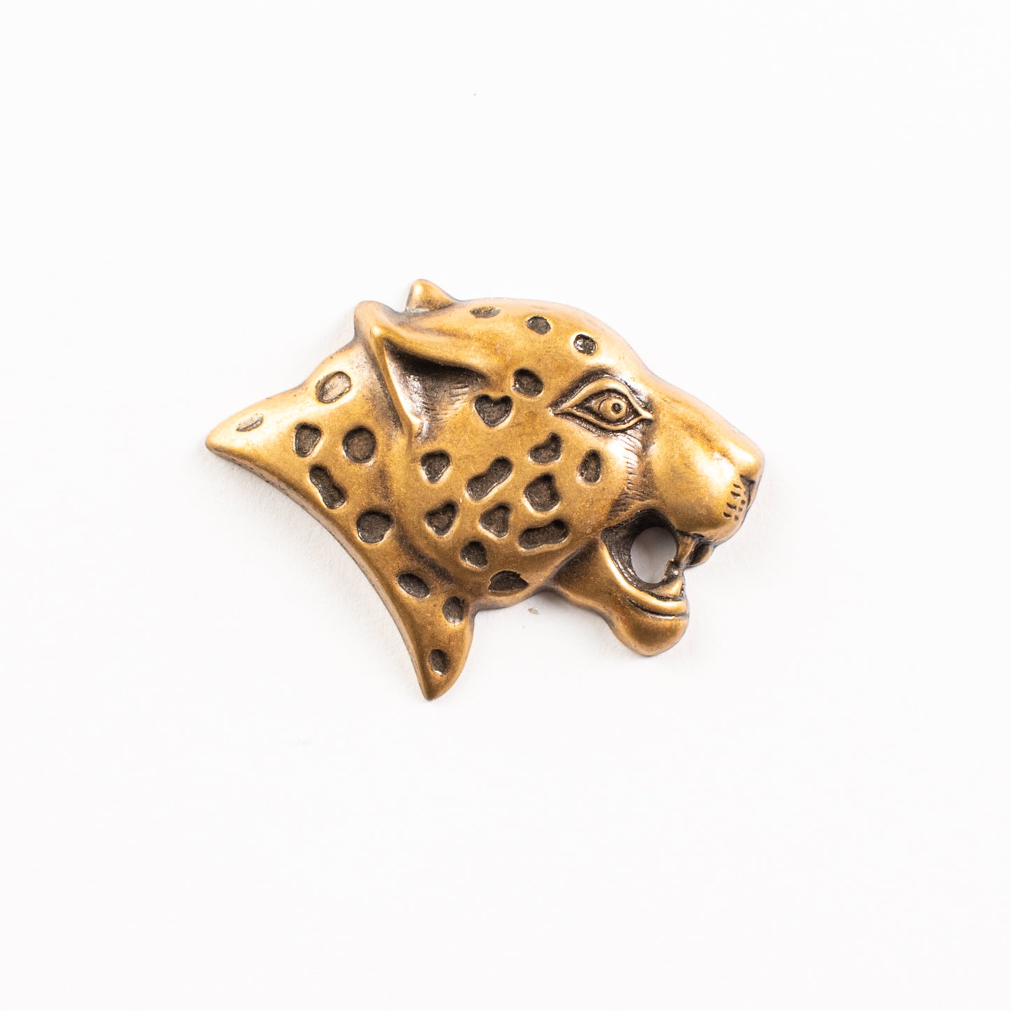 33x34mm Antique Gold Finish Leopard Head Stamping, pack of 6