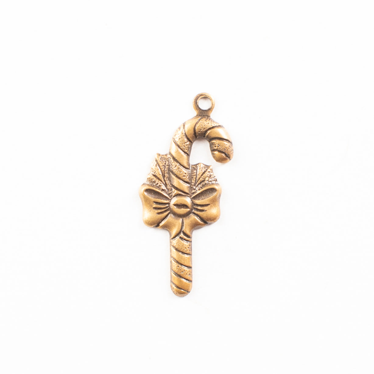 25mm Antique Gold, Bright Gold Christmas Candy Cane Charms, metal, pack of 6