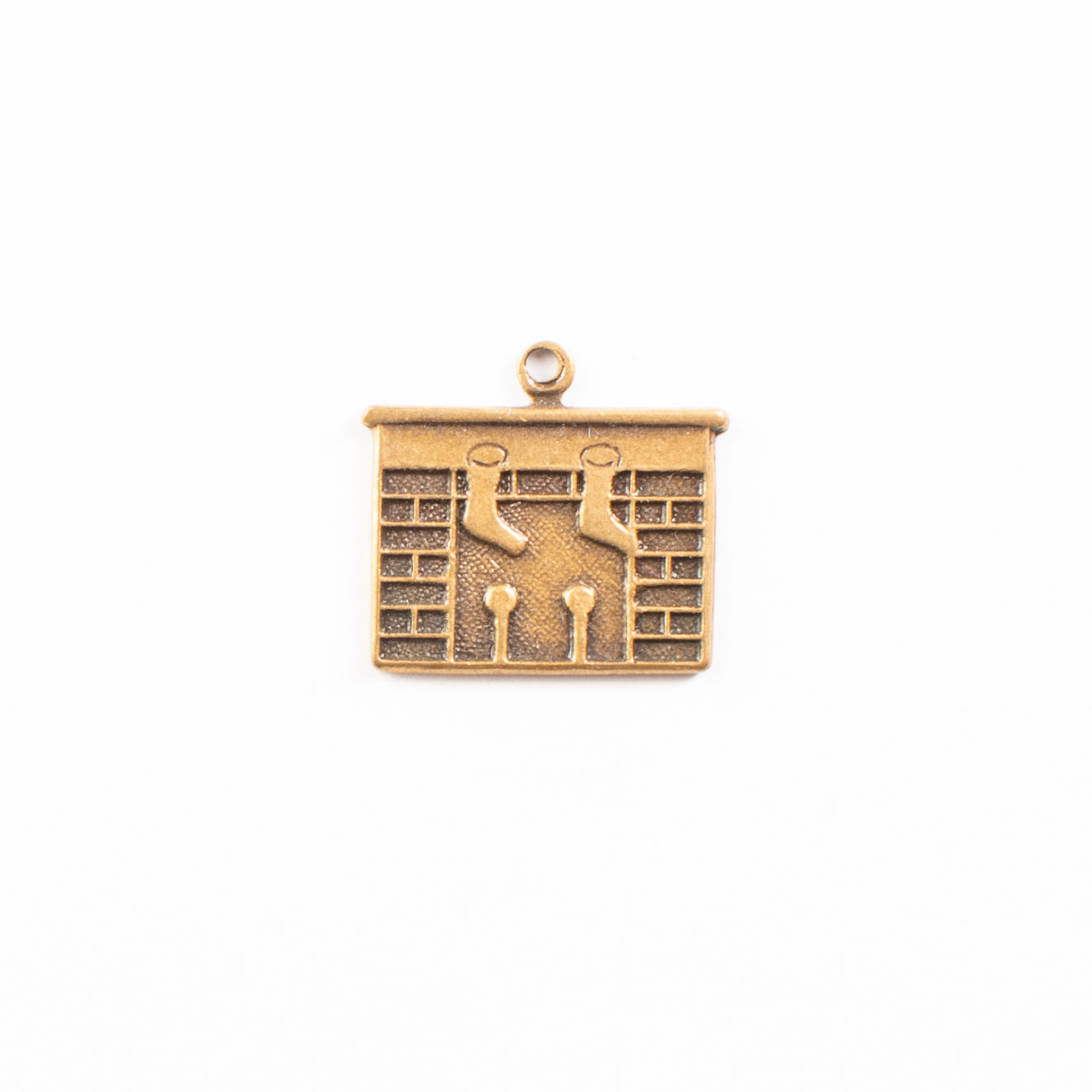 17x12mm Christmas Fireplace Charm, Antique Gold, Classic Silver, pk/6