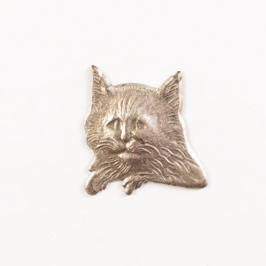 23mm Cat Face Charm, Antique Silver, pack of 6