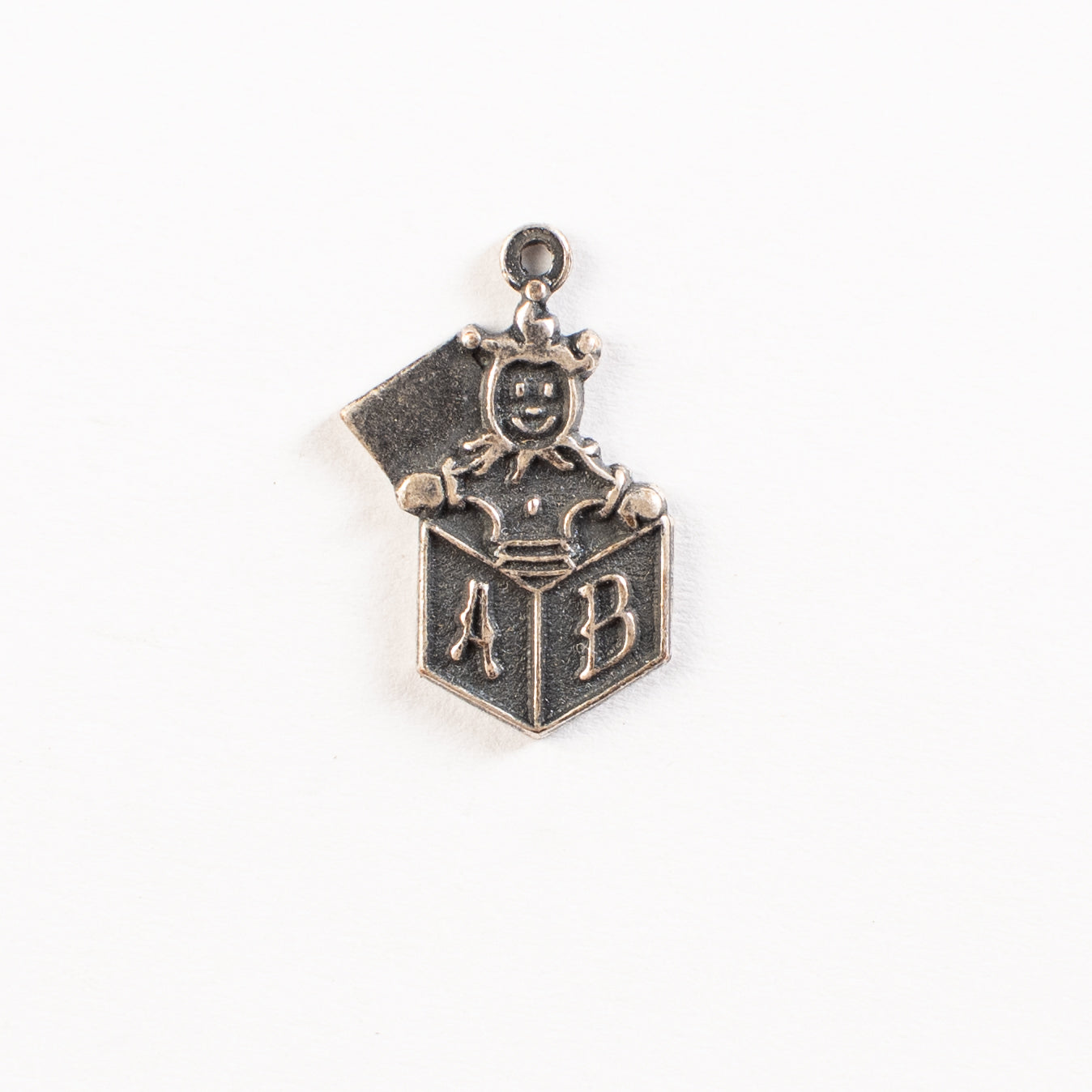 12x19mm Classic Silver Christmas Jack-in-the-Box Charm, pk/6