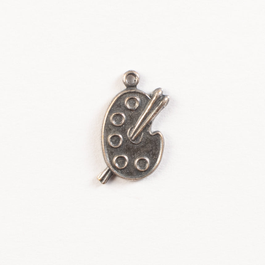 12mm Painters Palette Charms, Classic Silver, pack of 6