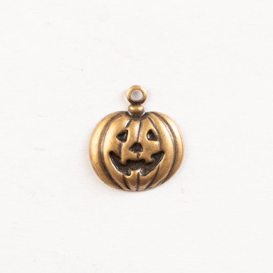 14mm Jack-O-Lantern Pumpkin Halloween Charms, Antique Gold, Classic Silver, pack of 6