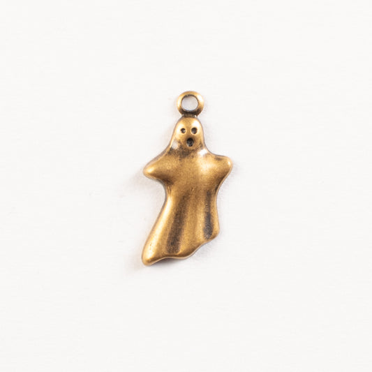 17mm Ghost Halloween Charm, Antique Gold, Classic Silver, pack of 6