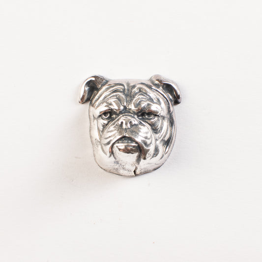 25mm Bulldog Head Metal Stamping Charm, Classic Silver, pack of 6