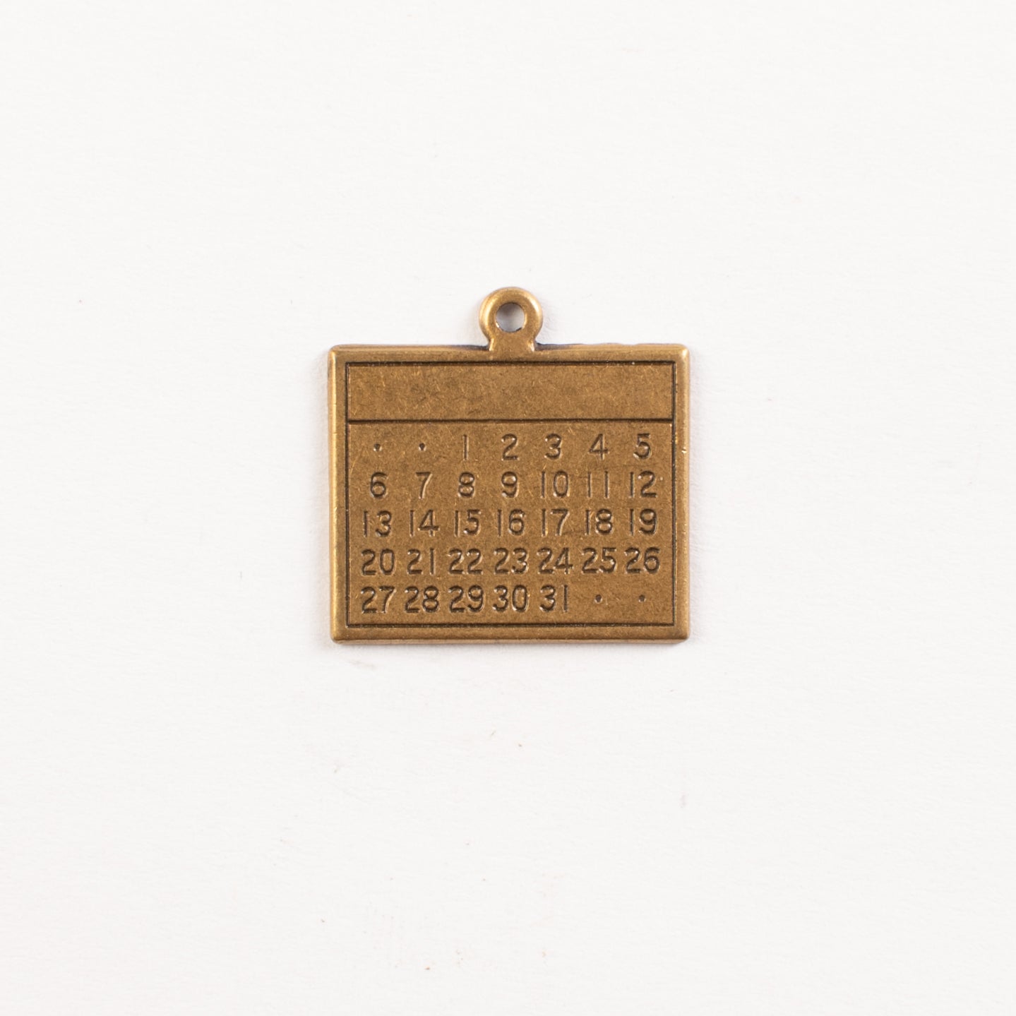 20mm Calendar Month Charm, Antique Gold, Classic Silver, pack of 6