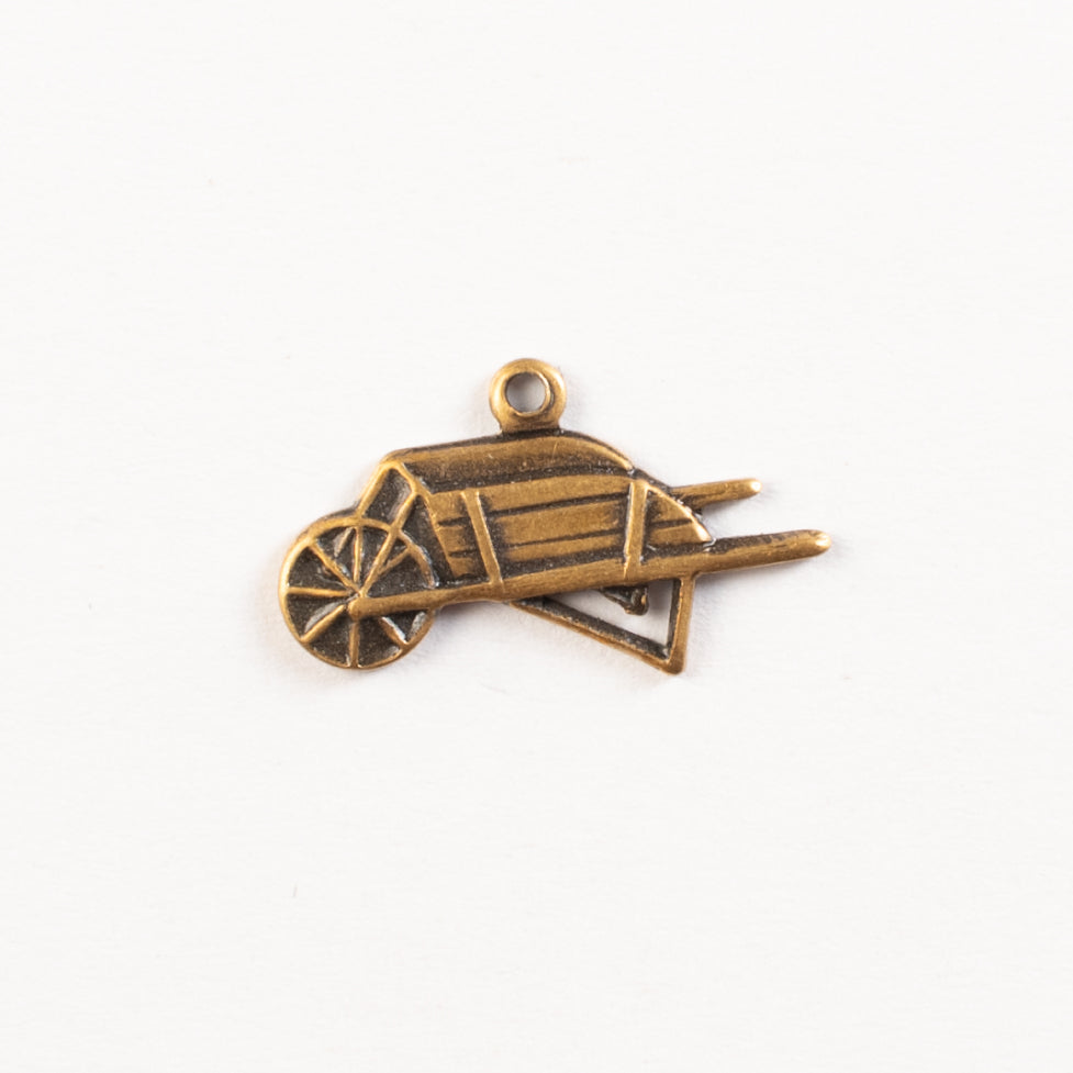 11x19mm Wheelbarrow Charm, Antique Gold, Classic Silver, pk/6