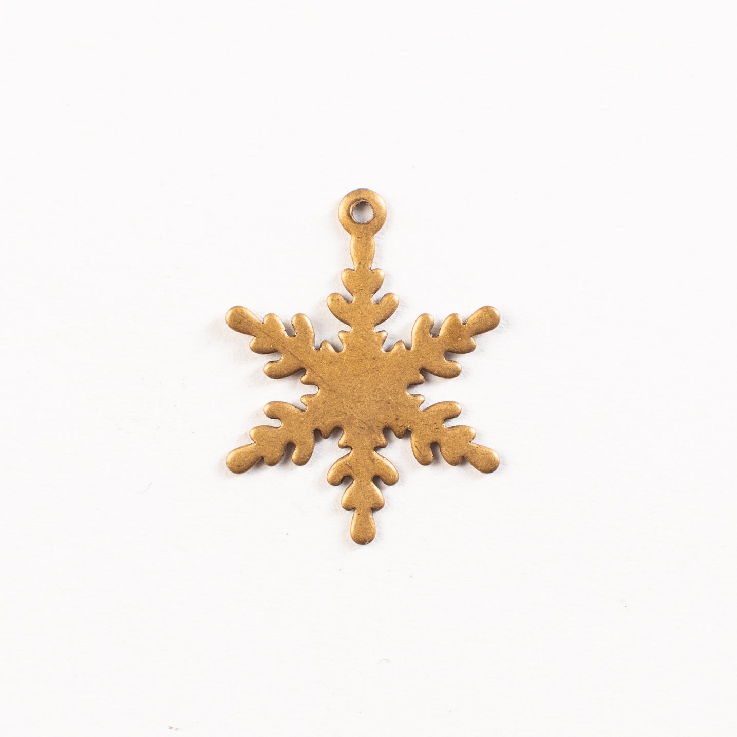 15mm Snowflake Christmas Charm, Antique Gold, pack of 6