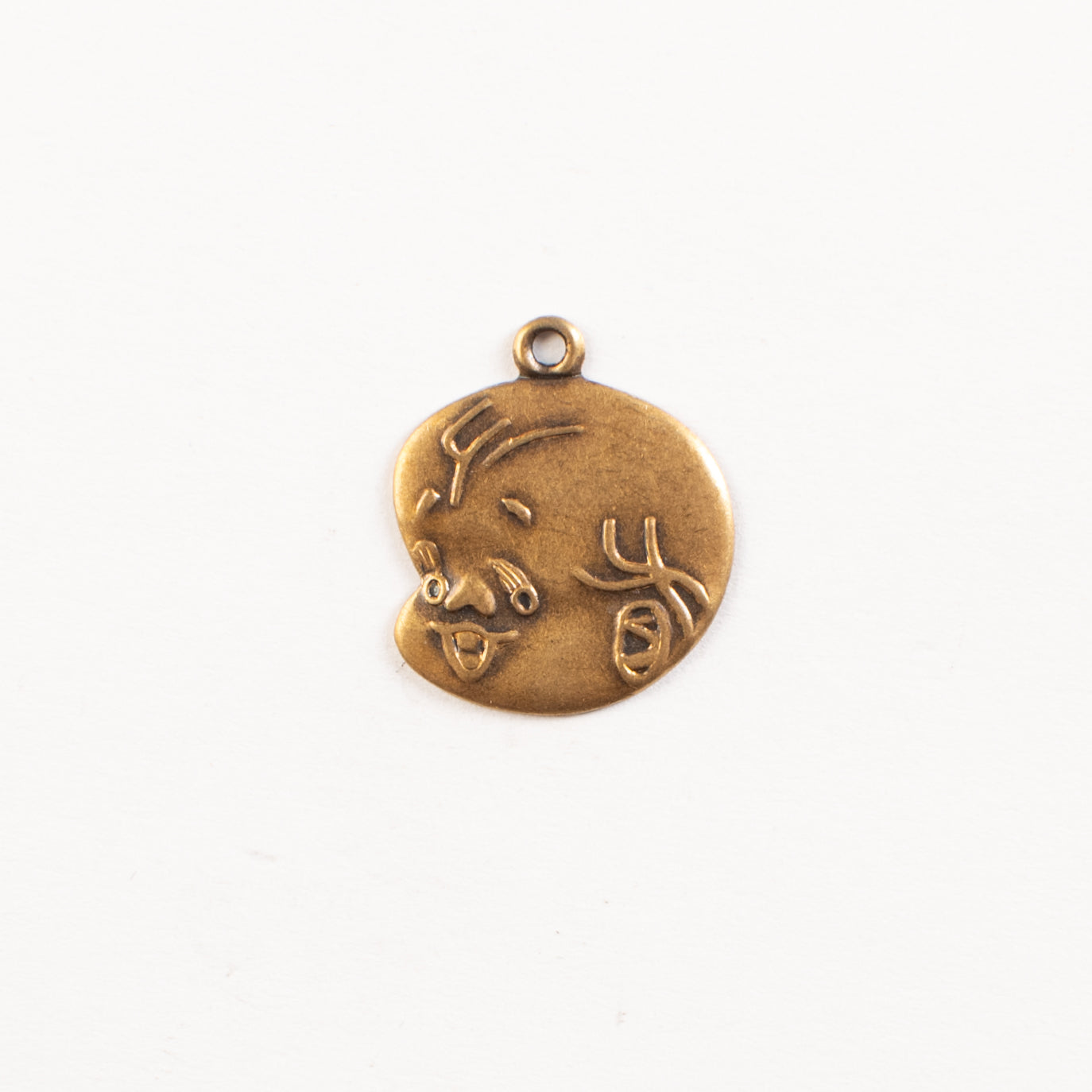 17mm Baby Face Charm, Antique Gold, Classic Silver, pk/6